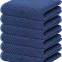 Homaxy 100% Cotton Waffle Weave Kitchen Dish Towels, Ultra Soft Absorbent Quick Drying Cleaning Towel, 13 x 28 Inches, 6-Pack, Navy Blue