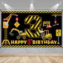 3rd Birthday Decorations for Boys, Excavator Dump Truck Theme Third Birthday Banner Decorations Digger 3 Year Old Bday Banner Backdrop Party Supplies Sign