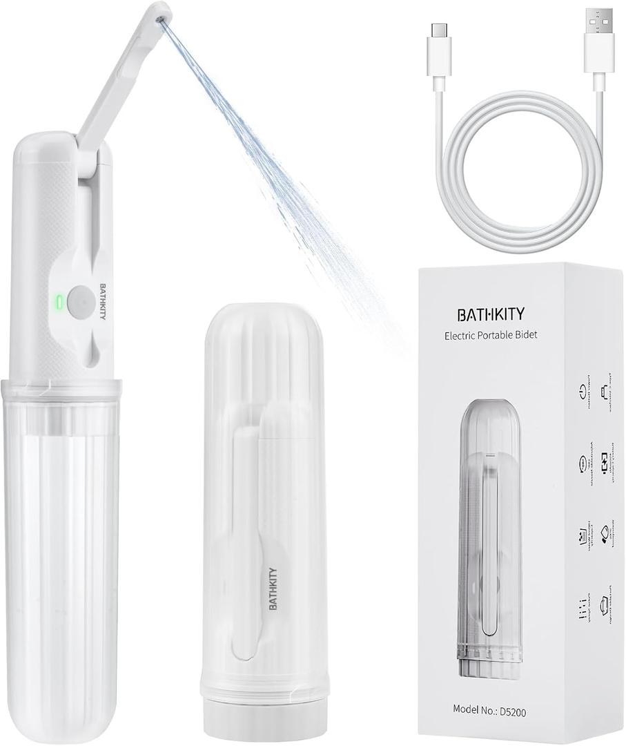 Portable Bidet for Travel, Multi- Bottle Compatible Handheld Bidet, 3 Water Pressure Modes, 180Adjustable Nozzle, IPX6 Waterproof, White