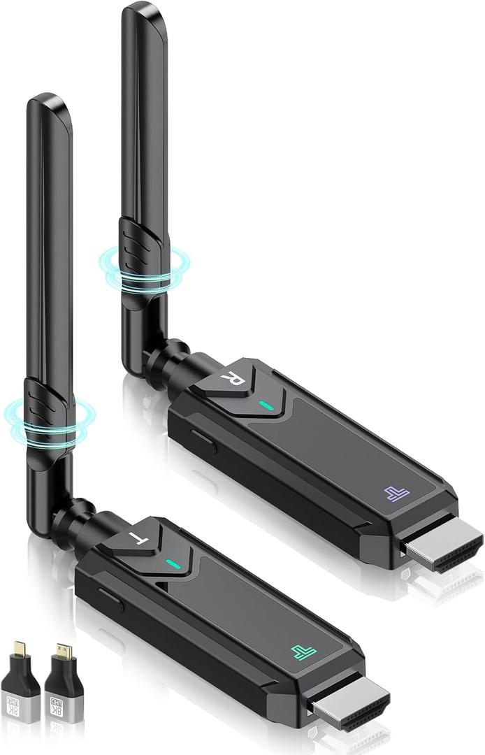 Wireless HDMI Transmitter and Receiver,1312FT/400m 4K Decode1080P Output Plug&Play 2.4G/5.8G Portable HDMI Wireless for Streaming Video and Audio to Monitor from Laptop/PC/TV Box/Projector