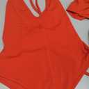 Womens Summer 2 Piece Maxi Skirt Sets Sexy Halter V Neck Backless Thong Bodysuits Wrap Beach Cover Ups Vacation Outfits (Large, Red)