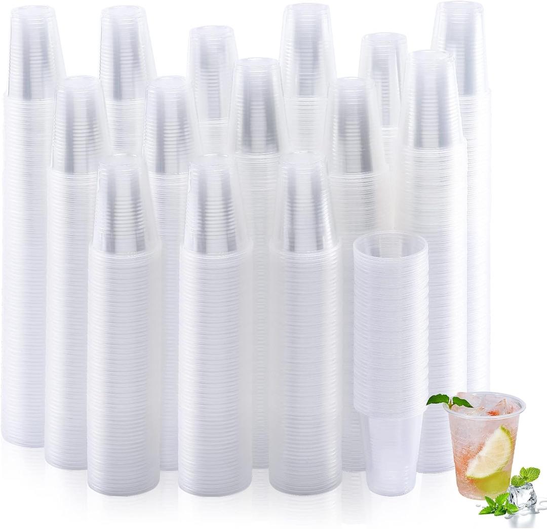 Turbo Bee 1000 Pack 7 oz Disposable Plastic Cups, Drinking Cups, Clear Plastic Cups Tumblers for Birthday Parties, Picnics, Ceremonies, and Weddings