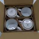famiware Nature Coffee Mugs Set of 4, 14 oz Coffee Mug Set, Coffee Cups with Handle for Coffee, Tea, Cocoa and Milk, Microwave and Dishwasher Safe, Snowy White