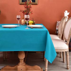 MEANMOY Teal 210 GSM Water & Stain Resistant Rectangle Tablecloth for 4 Foot Table - Solid 60 x 84 Inch Turquoise Rectangular Table Cloth in Wrinkle Free Washable Polyester Fabric for Party, Banquet