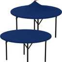 misaya 2 Packs Round Spandex Tablecloths, Stretch Elastic Tablecloth Cover Fits for 36"-44" Round Tables, Washable Polyester Table Cloth for Dining, Party, Outdoor and Indoor, Navy Blue