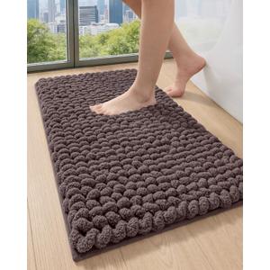 DEXI Bathroom Runner Rugs 60x24, Non Slip Chinelle Bath Mat, Dark Taupe