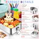 TeamFar Stainless Steel Bento Box, 2 Pack 47oz/1400ml Metal Lunch Box with 3 Compartments for Adults Kids, Large Lunch Food Containers for School/Work/Meal Prep, Leak-Proof & Dishwasher Safe