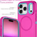 I-HONVA for iPhone 17 Pro Max Case [Compatible with MagSafe] Shockproof 3-Layer Full Body Protection [Without Screen Protector] Rugged Heavy Duty Cover Case for Apple iPhone 17 Pro Max,Rose Red/Green