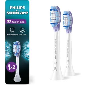 Philips Sonicare G3 Two-in-One - Genuine Replacement Electric Toothbrush Heads, White, 2 Pack, HX9052/77
