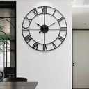 Large Wall Clock for Living Room Decor - 47cm/ 18 Inches Silent Non-Ticking Metal Wall Clocks Battery Operated, Vintage Decorative Modern Wall Clock for Bedroom, Office, Farmhouse Decor