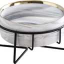 Dazzling Ceramic Elevated Cat Bowls, Gift for Cat Owner, Birthday (Medium,Grey)