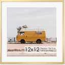 12x12 Metal Picture Frame with 10x10 Mat, Brushed Aluminum Finish, Attached Hanging Hardware, and Tempered Glass Front - Versatile Vertical or Horizontal Wall Display Frames Set of 1 - Gold