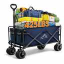 KEDY Heavy Duty Collapsible Wagon Cart with Wheels - Large Capacity Foldable Portable Utility Wagon for Grocery, Beach, Camping & Sports Shopping, Blue