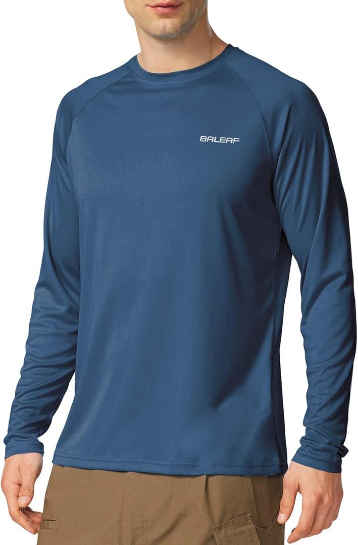 baleaf Men's Sun Protection Shirts UV SPF UPF 50+ Long Sleeve Rash Guard Fishing Running Quick Dry Lightweight (X-Large, 01-bluish Violet)