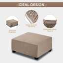 NeColorLife Square Ottoman Cover Velvet Ottoman Slipcover Thick Stretchable Footrest Stool Covers with Elastic Band for Oversized Ottoman (XX-Large Size, Taupe)