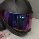 Modular Motorcycle Helmet Dual Visor Flip Up Full Face Helmets SJ-809 DOT Approved for Adults Men Women (Matte Black-Rainbow Visor, L)