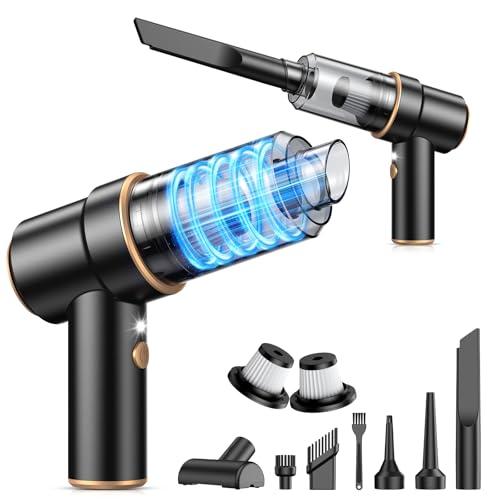 KMM Handheld Car Vacuum Cleaner, 11000PA Vacuum Cleaner & Air Duster, 120W High Power Vacuum Portable Cordless, Hand Held Vacuum Rechargeable with Multi-Nozzles & LED Light for Home, Car, Office