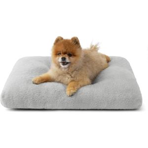 Bedsure Small Dog Bed for Crate Washable, Comfort Fluffy Plush Pillow Bed Crate Pad, Non-Slip and Machine Washable Kennel Pet Sleeping Mat for Puppy/Cat, 24"x17", Gray