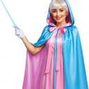 4 Pcs Adult Fairy Cosplay Princess Costume with Hooded Cloak Cape Wig Lighted Magic Wand Gloves Dress Up Party