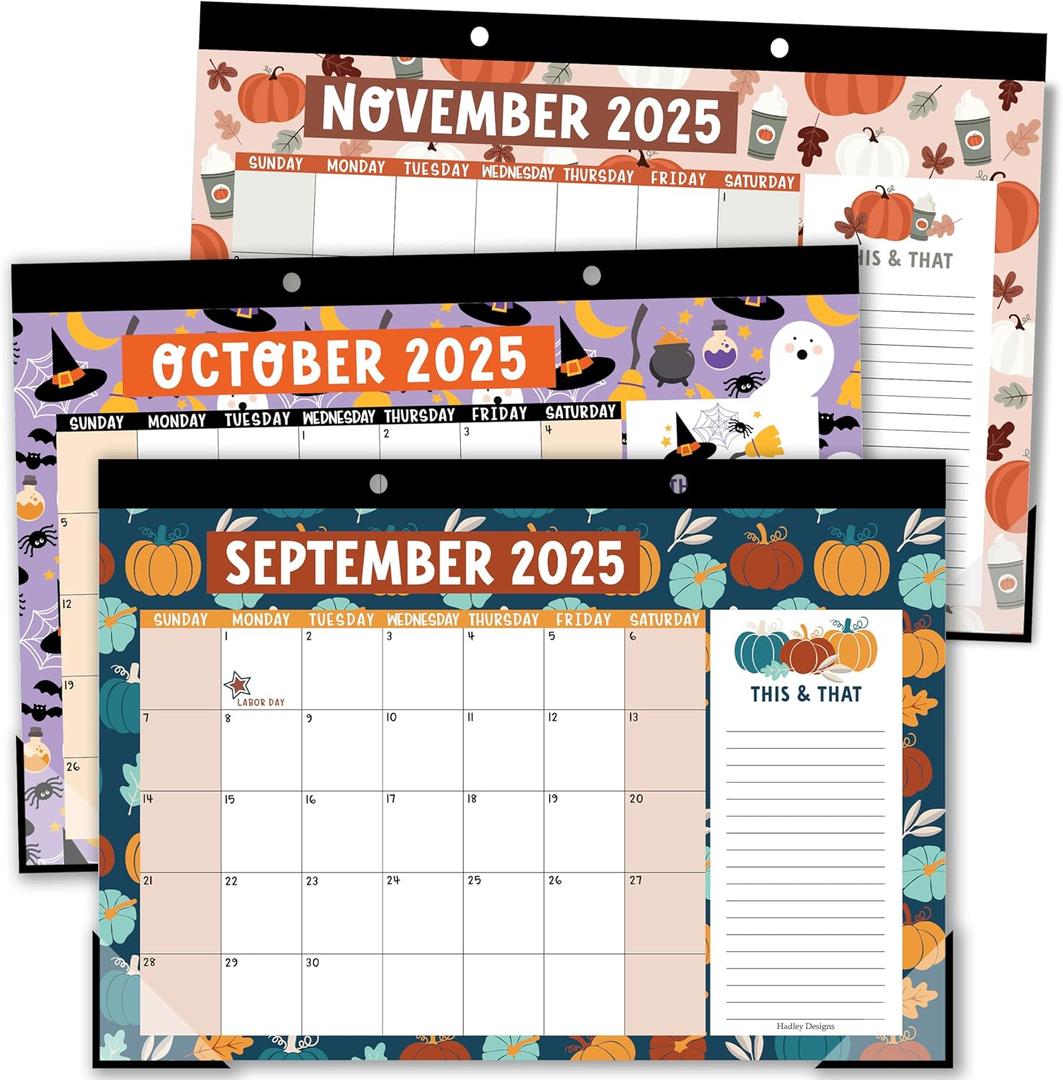 Hadley Designs Teacher Desk Calendar 2025-2026  18-Month Desktop Calendar for Home, Office & Classroom Organization, Ideal for Academic School Year Planning (Doodle)