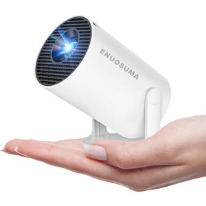 ENUOSUMA Super Mini Projector with WIFI 6 and Bluetooth, 4K 1080P Support Portable Projector, Built-in App, Android 11, 200 ANSI, Auto Keystone Correction, Video Projector for Laptop/PC/Smartphone(S)