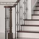 Wrought Iron Hollow Balusters - Deck Spindles Stair Railing Indoor,Stair Single Twist Hollow Iron Baluster Stair spindles, for Staircase Interior (12 Pack Black)