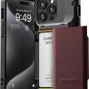 VRS DESIGN Compatible with iPhone 15 Pro Max Case with Card Holder [Damda Glide Pro], Sturdy Semi Auto 4-Card Slot, High Durability & Style Designed for iPhone 15 Pro Max (2023) Metallic Red