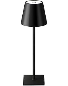 KDG Cordless Table Lamp, Portable LED Desk Lamp, 5000mAh Battery Operated, 3 Color Stepless Dimming Up, for Restaurant/ Bedroom/ Bars/ Outdoor Party/ Camping/ Coffee Shop Atmosphere Night Light(Black)