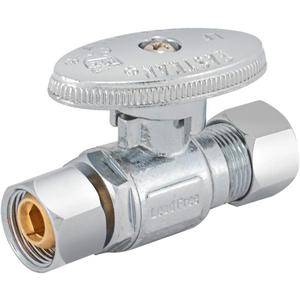 Eastman Retrofit Quarter Turn Stop Valve, 3/8 Inch OD x 3/8 Inch Female Compression, Chrome Plate, 10734LF