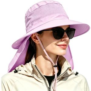 Outdoor Sun Hats with Stowable Neck Flap for Men Women UPF 50+ Mesh Summer Bucket Hat Wide Brim for Fishing Safari Hiking