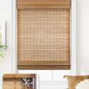LazBlinds No Tools No Drill Cordless Bamboo Roman Shades, Light Filtering Window Treatment, Roll Up Bamboo Blinds for Window 25'' W x 64'' H, Squirrel
