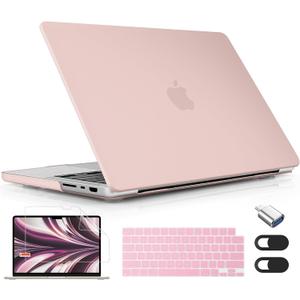 Case for MacBook Pro 14 Inch (2025-2021 Release), Models M5 A3434 A3112 M4 A3112 A3401 A3185 M3 A2918 A2992 M2 A2779 M1 A2442, Plastic Hard Shell Case with Keyboard Cover, Matte Chalk Pink