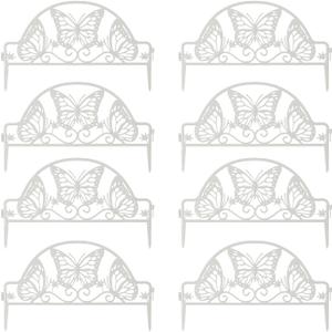 Plastic Garden Picket Fence,Garden Edging Decorative Border,Decorative Garden Fence, 8 Pieces, Overall Length 160 Inches.,White B.
