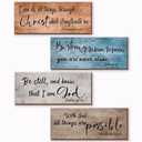 ZONWUTHY 4 Pieces Bible Verses Wall Decor Rustic Wooden Christian Signs Farmhouse Religious Decor for Home Motivational Prayer Wall Art for Living Room Office Bedroom Bathroom(Farmhouse,10x4)