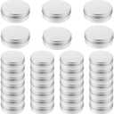 4 oz Tins with Lids, 30 Pack 4oz Tins Wide Mouth Aluminum Tin Cans, Durable Salve Containers Round Metal Tin with Lid,Candles or Salve(Silver)
