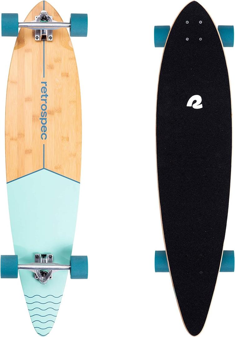Retrospec Zed Cruiser & Pintail Longboard Skateboard Complete - Bamboo & Canadian Maple Wood Cruiser w/Reverse Kingpin Trucks for Commuting, Carving & Downhill Riding