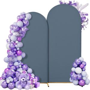 Wedding Arch Cover Spandex Arch Backdrop Cover 7.2FT,6FT Set of 2 Arch Stand Cover Arch Covers Stretchy Backdrop for Wedding Birthday Party Decoration Baby Shower Banquet (Dusty Blue)