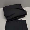 MooMee Bedding Duvet Cover Set 100% Washed Cotton Linen Like Textured Breathable Durable Soft Comfy (Solid Black, Super King 108"x98")