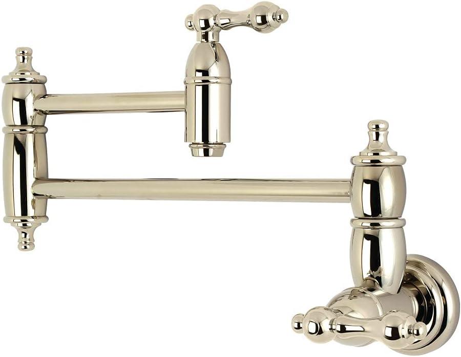 Kingston Brass KS3106AL Restoration Wall Mount Pot Filler Kitchen Faucet, Polished Nickel