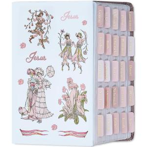 2 x XKDOUS Pink Bible Tabs with Stickers, Laminated Gold Font Large Print Bible Tabs for Women Men, Bible Index Tabs, Bible Book Tabs, Bible tabs for Study Bible (Ballet Pink)