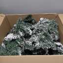 2 Pcs 9ft Pre Lit Snow Flocked Christmas Garland Cedar Garland with 100 Warm White LED Lights Battery Operated with Timer and 8 Functions Xmas Decorations Indoor Outdoor Front Door Decor