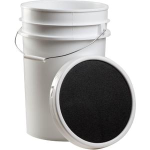Champion Sports 6 Gallon Bucket with Padded Soft Seat Lid - Durable Construction - Balls Not Included - Ideal for Baseball, Softball, T-Ball, Practice Balls, and Lacrosse White