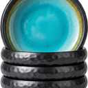 Japanese Salad Plates Set of 4,6 Inch Ceramic Appetizer Plates,Food-safe Crackle Glaze Blue Japanese Plates Set,Microwave & Dishwasher Safe,Dinner Plates Ideal for Appetizers,Desserts