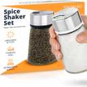 Salt and Pepper Shakers Set with Adjustable Pour Holes - Stainless Steel Spice Dispenser - Perfect for Pink Himalayan, Table Salt, Black and White Pepper