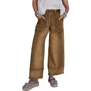 SHEWIN Women's Wide Leg Jeans High Waisted Baggy Jeans Stretchy Drawstring Denim Pants (8)