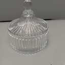 Tioncy 2 Pcs Extra Large Dusting Powder Puff and Container for Women6'' Glass Crystal Dusting Powder Container with Body Soft Washable Reusable Velour Face (Clear, Classic)