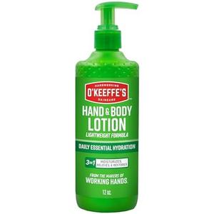 O'Keeffe's Hand and Body Lotion with Glycerin and Shea Butter - 12 oz Pump (1 Pack) - Daily Essential Hydration, Heals & Relieves Extremely Dry Skin (No Pump)