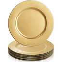 ZEAYEA 12 Pack Gold Charger Plates, 13 Inch Plastic Round Dinner Charger Plates for Wedding Party, Elegant Tabletop Decor