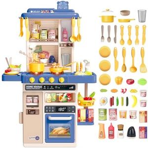 deAO Play Kitchen Set for Kids  50PCS Kids Kitchen Playset Accessories with Sounds Light Steam Pretend Play Kitchen Toy Birthady Christams Gifts for Toddler Aged 3-12 YearsColor: Green