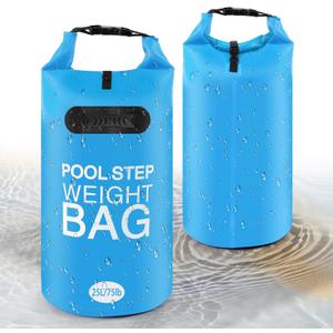 75 lb Heavy Duty Pool Ladder Weights - 2 Pack Pool Step Sand Bags for Above Ground Pools, Waterproof 500D PVC, Tear-Resistant Pool Stair Stabilizer to Prevent Floating, Sky Blue
